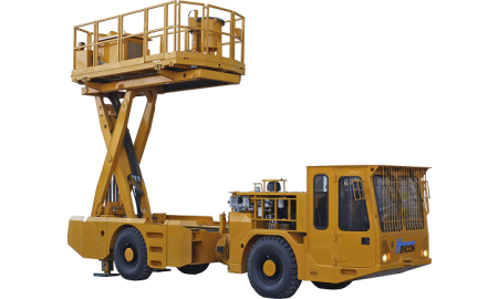 Underground self-propelled unit for inspection and fastening of mine tunnels Hencon TransVers S-Lift